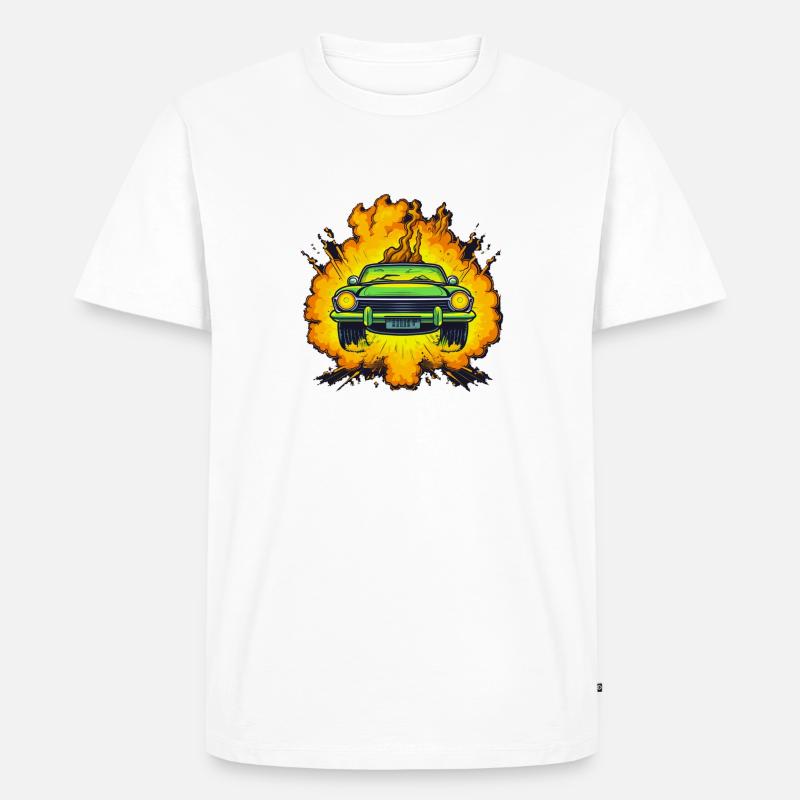 Auto, Explosion - Männer Premium Bio T-Shirt - Weiß