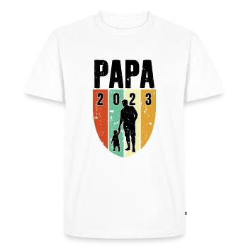 PAPA FÊTE DES PÈRES 2023 - T-shirt Premium bio Homme - blanc - Devant - Nico (187cm)