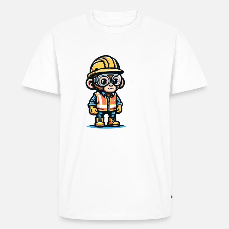 Cute Monkey Construction Worker - Männer Premium Bio T-Shirt - Weiß