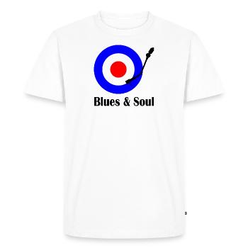 Blues and soul English music record player - Men's Premium Organic T-Shirt - white - Front - Nico (187cm)