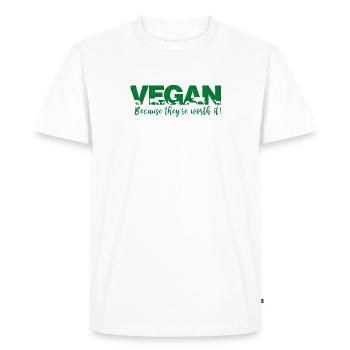 Végétalien parce qu’ils en valent la peine - T-shirt Premium bio Homme - blanc - Devant - Nico (187cm)
