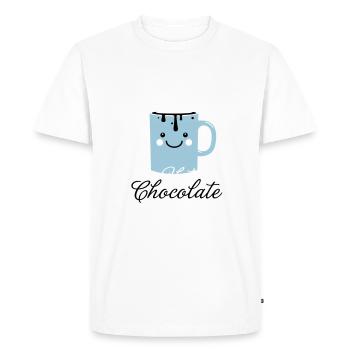 Tasse Mignon drôle avec i love chocolat chaud avec - T-shirt Premium bio Homme - blanc - Devant - Nico (187cm)