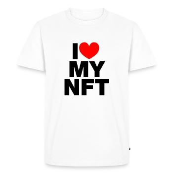 J’adore mon NFT - T-shirt Premium bio Homme - blanc - Devant - Nico (187cm)