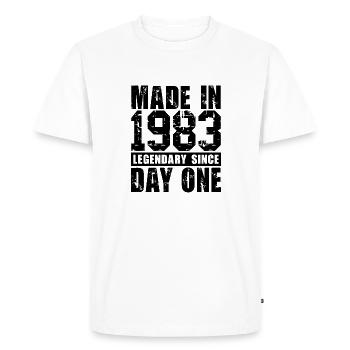 Fabriqué en 1983, légendaire depuis le premier jour - T-shirt Premium bio Homme - blanc - Devant - Nico (187cm)