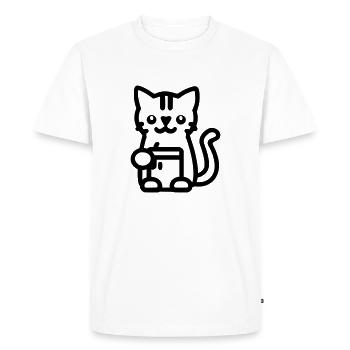 Cat with coffee - Men's Premium Organic T-Shirt - white - Front - Nico (187cm)