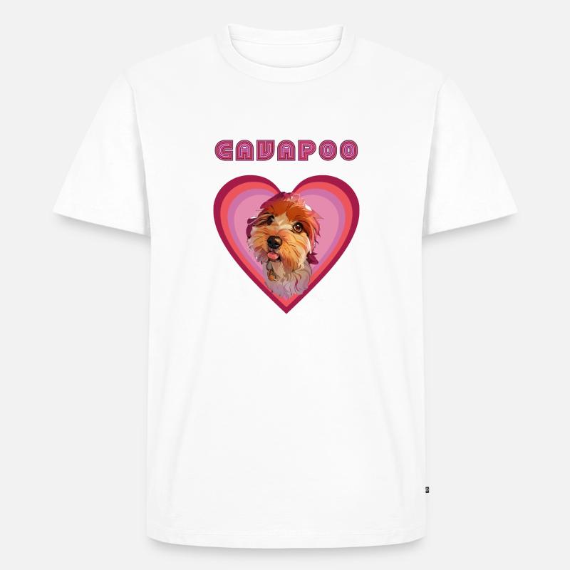 Cavapoo-Herz (Pflaume) - Männer Premium Bio T-Shirt - Weiß