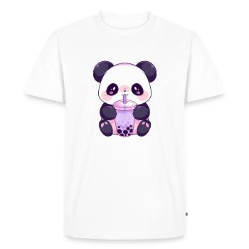 Kawaii Panda Bubble tea boba tea - T-shirt Premium bio Homme - blanc - Devant - Nico (187cm)