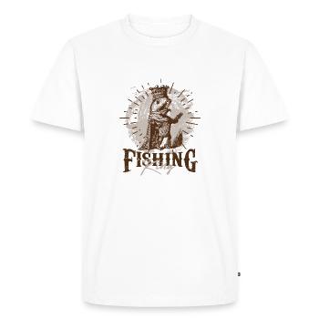 Le roi de la pêche ,humour pêcheur drôle poisson - T-shirt Premium bio Homme - blanc - Devant - Nico (187cm)