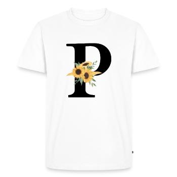 Lettre p floral tournesol - T-shirt Premium bio Homme - blanc - Devant - Nico (187cm)