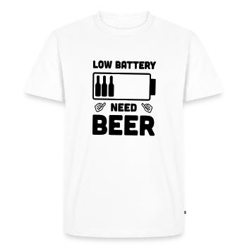 Low battery I need Beer Beer Party - Men's Premium Organic T-Shirt - white - Front - Nico (187cm)