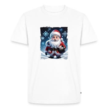 Joyeux Noël neige Noël Noël Vacances Père Noël - T-shirt Premium bio Homme - blanc - Devant - Nico (187cm)