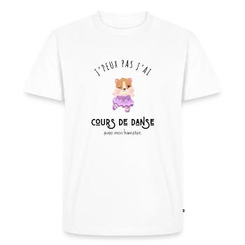 J’peux pas j’ai cours de danse avec mon hamster - T-shirt Premium bio Homme - blanc - Devant - Nico (187cm)