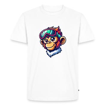 Monkey Ski Goggles Comic - Men's Premium Organic T-Shirt - white - Front - Nico (187cm)