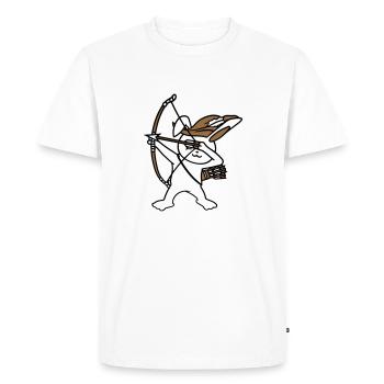Lapin Archer Médiéval Flèche Tir à l’arc - T-shirt Premium bio Homme - blanc - Devant - Nico (187cm)