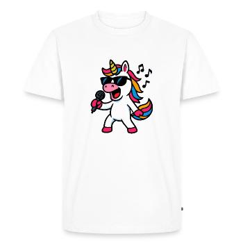 Licorne Chanteuse comique - T-shirt Premium bio Homme - blanc - Devant - Nico (187cm)