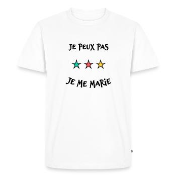 JE PEUX PAS. JE ME MARIE. JUST MARRIED - T-shirt Premium bio Homme - blanc - Devant - Nico (187cm)
