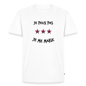 JE PEUX PAS. JE ME MARIE. JUST MARRIED. ETOILE - T-shirt Premium bio Homme - blanc - Devant - Nico (187cm)