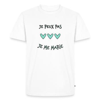 JE PEUX PAS. JE ME MARIE. JUST MARRIED - T-shirt Premium bio Homme - blanc - Devant - Nico (187cm)
