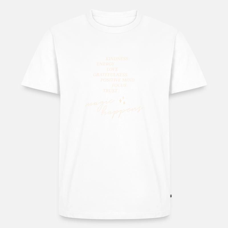 Magic Happens, Dankbarkeit & positives Denken - Männer Premium Bio T-Shirt - Weiß