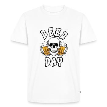 BEER DAY - Men's Premium Organic T-Shirt - white - Front - Nico (187cm)