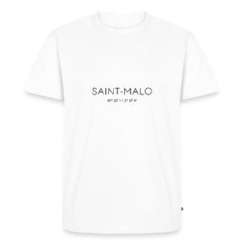 Saint-Malo, Bretagne, Breizh, France - T-shirt Premium bio Homme - blanc - Devant - Nico (187cm)