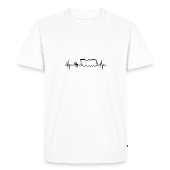 Ligne de coeur avec locomotive à vapeur - fans de chemin de fer - T-shirt Premium bio Homme - blanc - Devant - Nico (187cm)