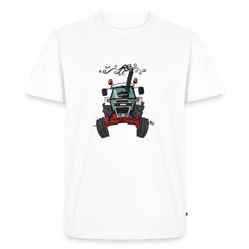 0421 tracteur blanc rouge - T-shirt Premium bio Homme - blanc - Devant - Nico (187cm)