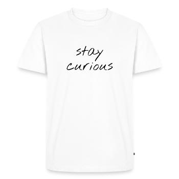 Reste curieux - T-shirt Premium bio Homme - blanc - Devant - Nico (187cm)