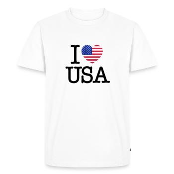 I Love USA - T-shirt Premium bio Homme - blanc - Devant - Nico (187cm)