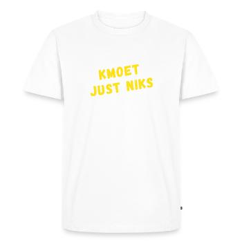 kmoet just niks, chemises en dialecte anversois - T-shirt Premium bio Homme - blanc - Devant - Nico (187cm)