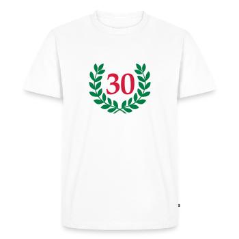 Anniversaire 30 ans - T-shirt Premium bio Homme - blanc - Devant - Nico (187cm)