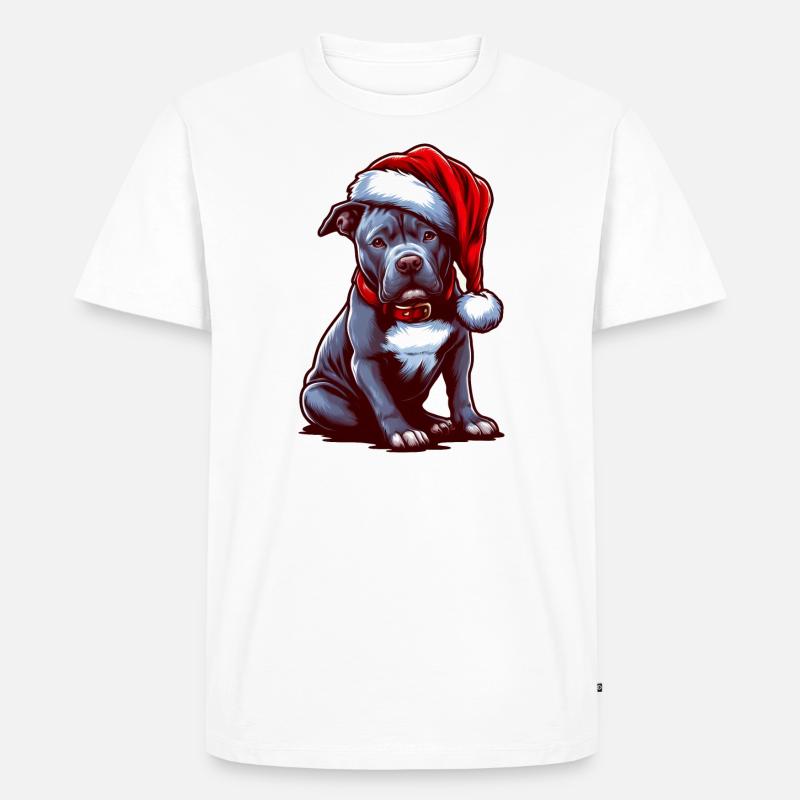 Pitbull Heiligabend - Männer Premium Bio T-Shirt - Weiß