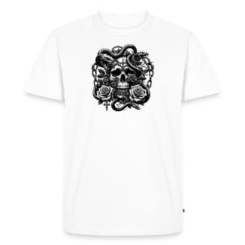 Crâne gothique et Roses Art graphique - T-shirt Premium bio Homme - blanc - Devant - Nico (187cm)