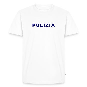 Police On – T-shirt amusant avec motif de texte - T-shirt Premium bio Homme - blanc - Devant - Nico (187cm)