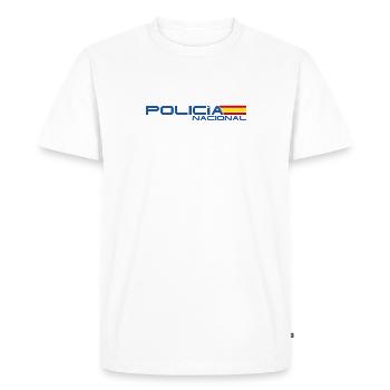Police On – T-shirt amusant avec motif de texte - T-shirt Premium bio Homme - blanc - Devant - Nico (187cm)