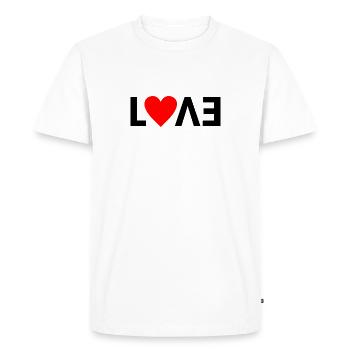 "L❤VE" Abstract design black with red heart - Men's Premium Organic T-Shirt - white - Front - Nico (187cm)