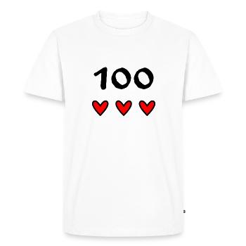 100 ANS. 100e ANNIVERSAIRE. ANNIVERSAIRE 100 ANS. - T-shirt Premium bio Homme - blanc - Devant - Nico (187cm)