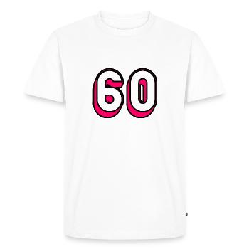 60 ANS. 60e ANNIVERSAIRE. ANNIVERSAIRE 60 ANS. 60 - T-shirt Premium bio Homme - blanc - Devant - Nico (187cm)