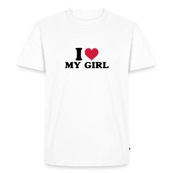 j'aime ma fille de - T-shirt Premium bio Homme - blanc - Devant - Nico (187cm)