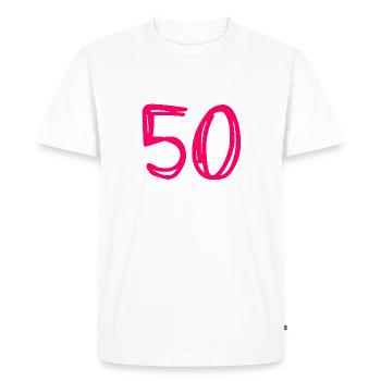 50 YEARS. 50th ANNIVERSARY. BIRTHDAY 50 YEARS. 50 - Men's Premium Organic T-Shirt - white - Front - Nico (187cm)