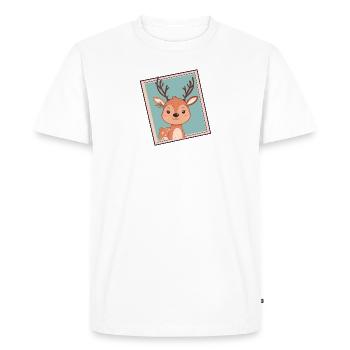 Cerf Cerf Bois de cerf - T-shirt Premium bio Homme - blanc - Devant - Nico (187cm)