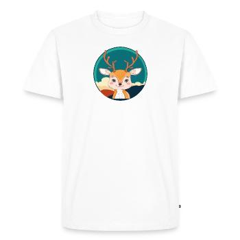 Bois de cerf Orignal Fauve - T-shirt Premium bio Homme - blanc - Devant - Nico (187cm)