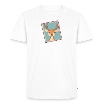 Cerf Orignal Bois de cerf - T-shirt Premium bio Homme - blanc - Devant - Nico (187cm)