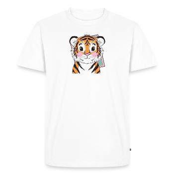 Chat domestique Tiger Cheetah - T-shirt Premium bio Homme - blanc - Devant - Nico (187cm)