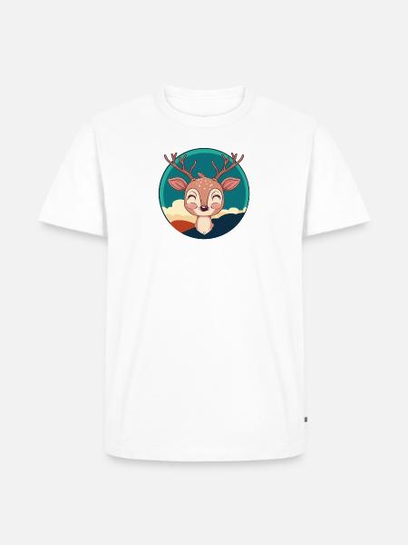 Hirsch Hirschgeweih Waldbewohner - Männer Premium Bio T-Shirt - Weiß