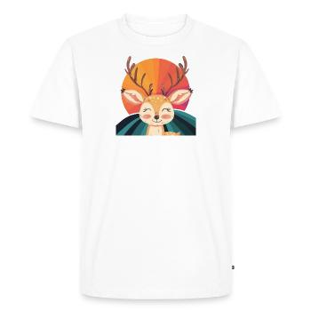 Cerf Cerf Bois Fauve - T-shirt Premium bio Homme - blanc - Devant - Nico (187cm)