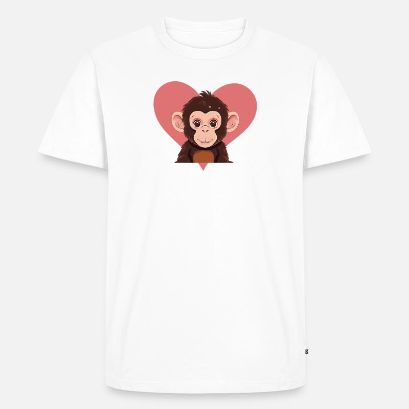 Affe Monkey Banane - Männer Premium Bio T-Shirt - Weiß