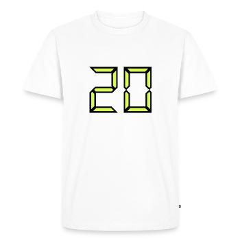 20 ANS,20e ANNIVERSAIRE,ANNIVERSAIRE 20 ANS,20 - T-shirt Premium bio Homme - blanc - Devant - Nico (187cm)