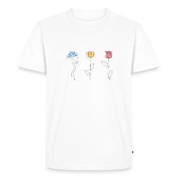Trois fleurs de couleurs différentes - T-shirt Premium bio Homme - blanc - Devant - Nico (187cm)