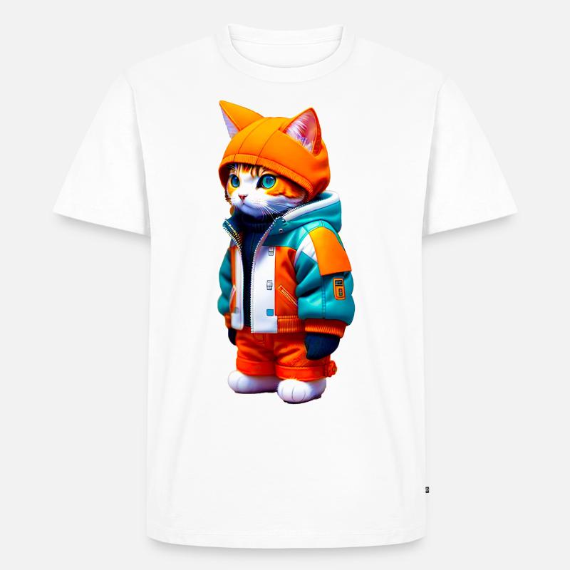 Chat de l’espace - T-shirt Premium bio Homme - blanc